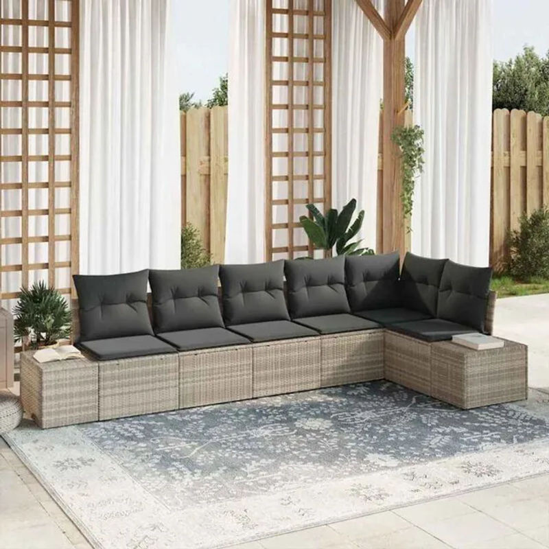 Vidaxl Garten-Sofa-Set aus Polyrattan mit 6 Kissen in Grau für moderne Loungemöbel - Bild 1