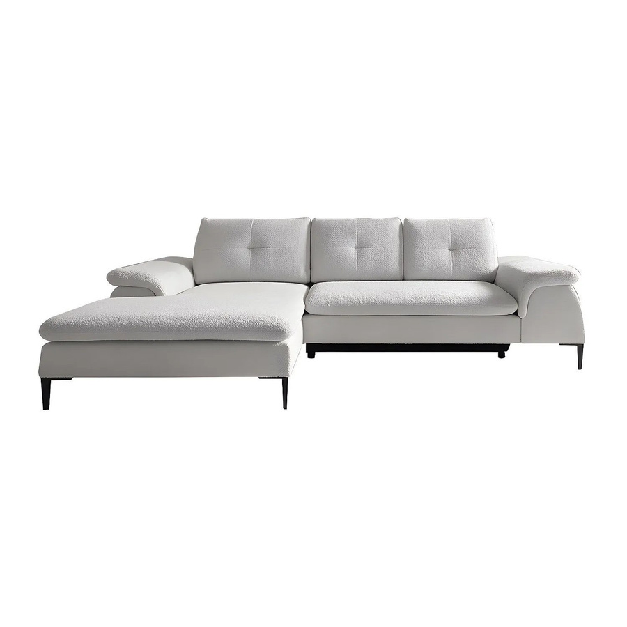 Vente-unique Schlafsofa Jolesa in Weiß mit Bouclé-Stoff und Schlaffunktion, L-Form, Breite: 268 cm - Bild 2