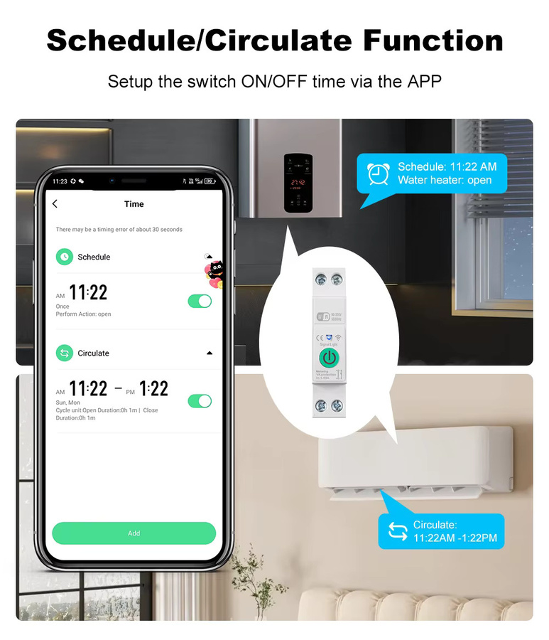 Manhot Tuya WiFi Smart Circuit Breaker 1P+N 63A mit Timer und Stromzähler in Weiß - Bild 4