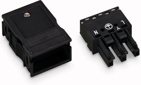 WAGO WINSTA MIDI Netz-Steckverbinder Buchse 770-103/K010-165 gerade, 2 + PE, 25A, Schwarz - Bild 1