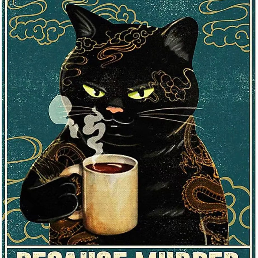 Sign11 Retro Style Cat Kitty Biscuits Aluminiumschild Wandkunst Metallschild Multicolor B: 20,0 cm, H: 14,0 cm - Bild 1