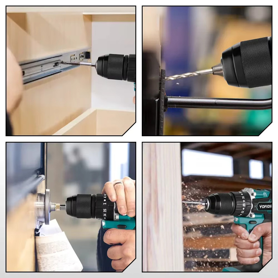 YOFIDRA Bürstenlose elektrische Schlagbohrmaschine und Akkuschrauber mit 35+3 Drehmomentstufen, 13 mm Bohrfutter, kompatibel mit Makita 18 V LXT Akkus - Bild 4