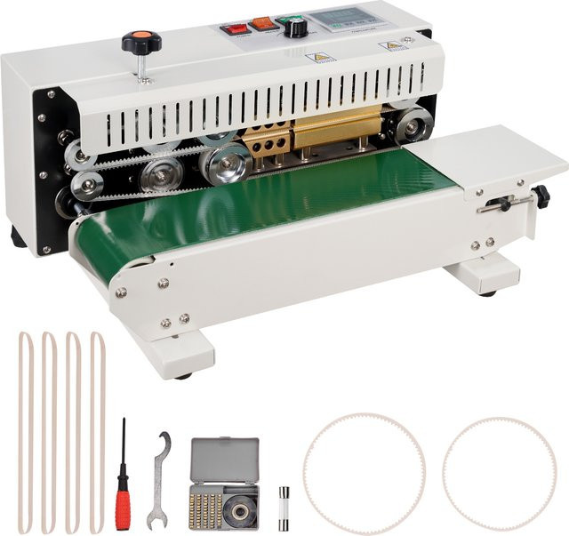 SucceBuy Kontinuierliche Bandversiegelungsmaschine aus Kohlenstoffstahl in Weiß für Kunststoffbeutel und Folien von 0,02 bis 0,8 mm - Bild 1