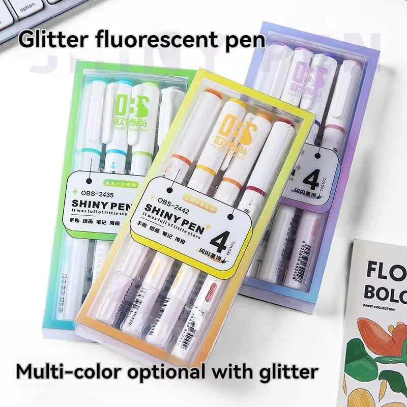 4-teiliges Glitzer-Stifte-Set mit Pinselspitze in Multicolour für Kunst, Schule und Zeichnen - Bild 2