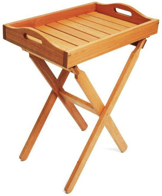 Merxx Stehtablett aus Eukalyptusholz in Beige und Braun, B/H/T: 60 x 75 x 39 cm - Bild 1