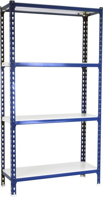 PROREGAL Schwerlastregal Mid Metal Shark mit verstellbaren Fachböden, H x B x T: 150 x 90 x 40 cm, Blau-Weiß - Bild 1