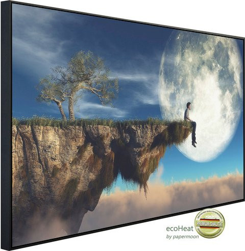 papermoon EcoHeat Infrarotheizung Mann an Klippe vor Mond in Bunt mit Matt-Effekt, App-Steuerung und Überhitzungsschutz - Bild 1
