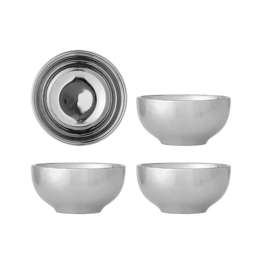 Bloomingville Schalen aus Steingut Shine Silber, 4er Set, Durchmesser: 12 cm - Bild 1