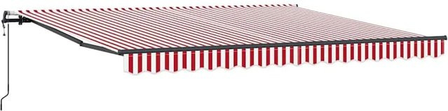 vidaXL Einziehbare Markise in Rot-Weiß mit Fernbedienung, Breite: 400 cm, Tiefe: 300 cm - Bild 1