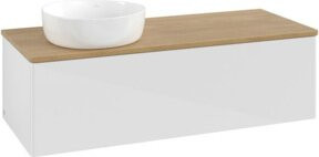 V&B Waschtischunterschrank Antao mit Beleuchtung, Eiche Honig und Weiß Lack, B/T/H: 120 x 50 x 36 cm - Bild 1