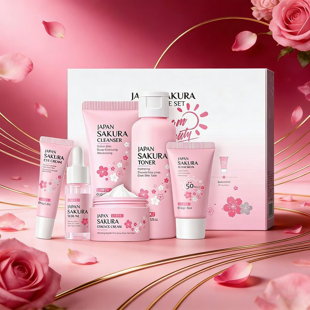 eelhoe Sakura Hautpflege-Set, 6 Teile, Damen, Gesicht und Augen - Bild 1