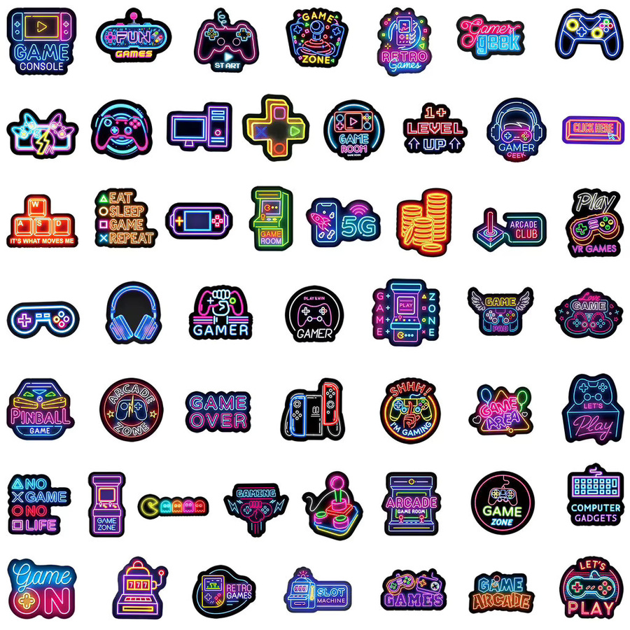 50 Stück Neon-Game-Controller-Graffiti-Aufkleber wasserfest in Multicolor von BulingBulingStickers Store - Bild 2