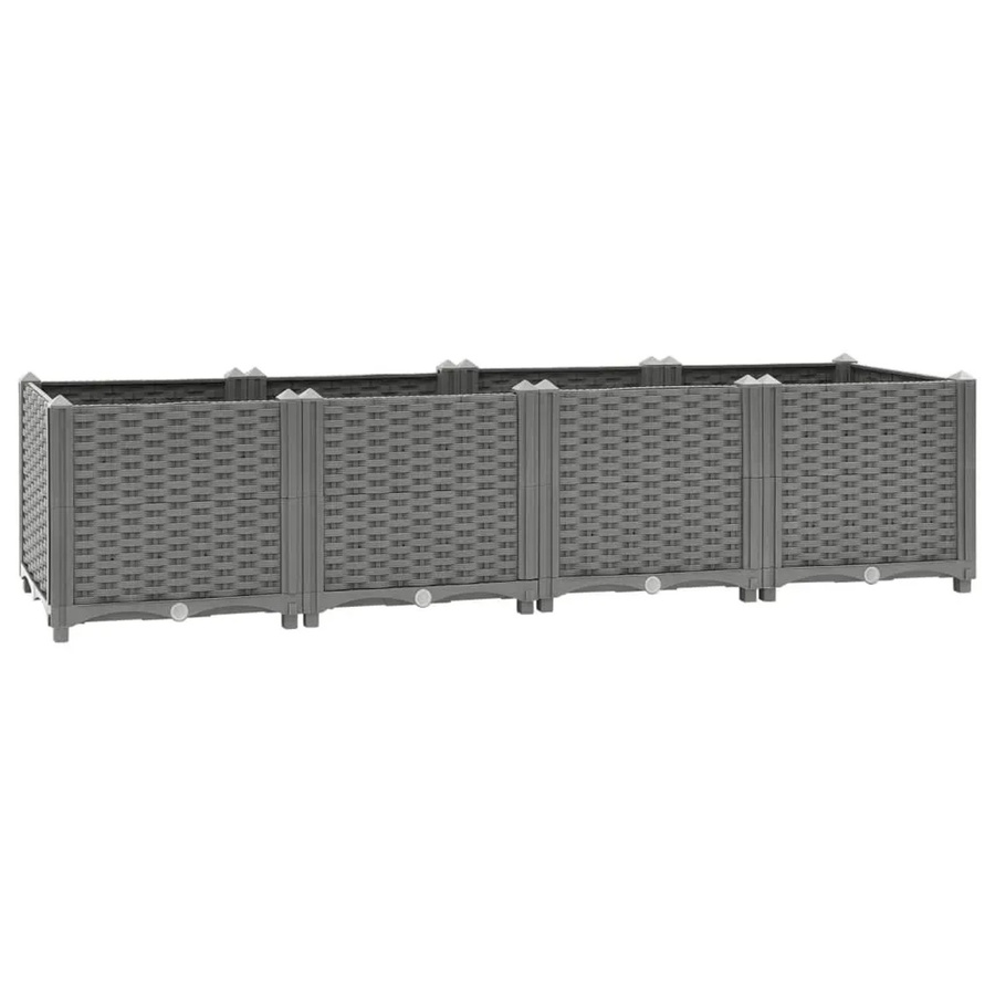 furnicato Hochbeet in Rattan-Optik aus Polypropylen, Grau, B/T/H: 160 x 40 x 38 cm - Bild 2