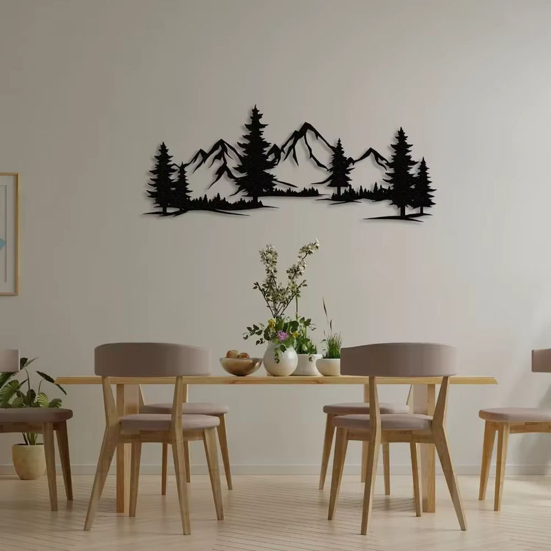 CIFBUY Rustikale Wandkunst aus Metall mit Wald- und Bergdesign für Kinderzimmer und Landhaus-Stil - Bild 3
