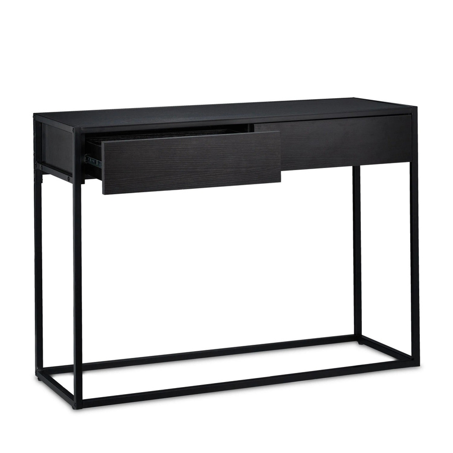 Relaxdays Konsolentisch modern in Schwarz aus Metall und PB mit 2 Schubladen, B/T/H: 110 x 80,5 x 40 cm - Bild 2