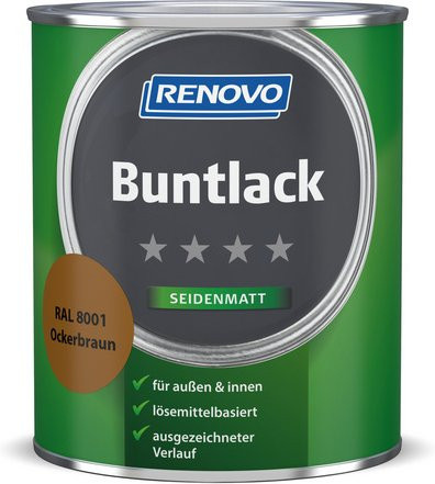 RENOVO Buntlack für Holz in Braun, lösungsmittelbasiert, wetterfest und lebensmittelecht, 0,75 l - Bild 1