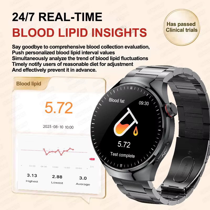 GUHUAVMI KI-Smartwatch mit EKG und PPG zur Gesundheitsanalyse in Schwarz - Bild 2