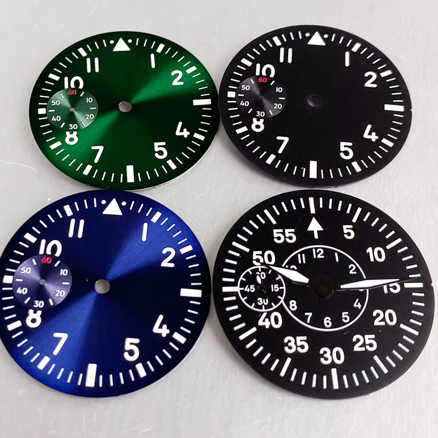 Matelion Zifferblatt-Set, 37 mm, mechanisch, Herren, Grün Blau Schwarz, Leuchtend - Bild 1