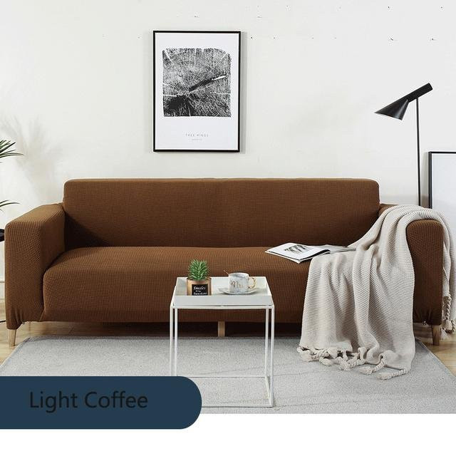Yiran Furniture Ecksofa-Schonbezug aus Polyester in Lichtkaffee, elastischer Sofabezug für 3-Sitzer, Breite: 190-230 cm - Bild 1