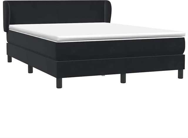 vidaXL Boxspringbett mit Matratze in Schwarz aus Samt, Hybrid-Modell mit Taschenfederkern, B/T/H: 160 x 210 x 78 cm - Bild 1