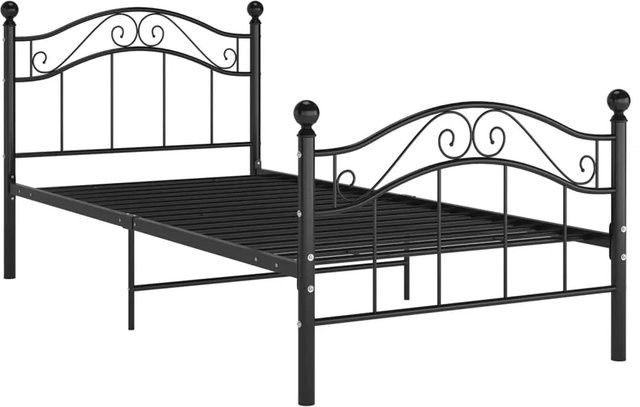 vidaXL Bettrahmen aus Metall in Schwarz, pulverbeschichtet, B/T/H: 80–90 x 190/200 cm - Bild 1