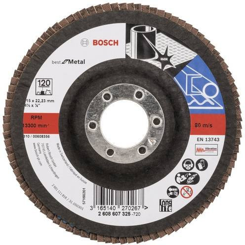 Bosch X571 Best for Metal Fächerschleifscheibe mit 115 mm Durchmesser und Körnung 120 - Bild 1