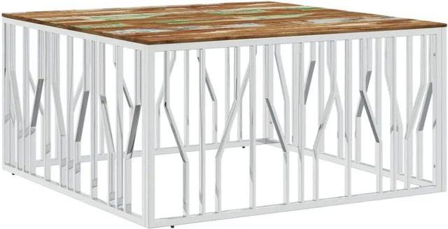 vidaXL Couchtisch Modell 4 aus Edelstahl und Altholz Massiv in Silber und Braun - Bild 1