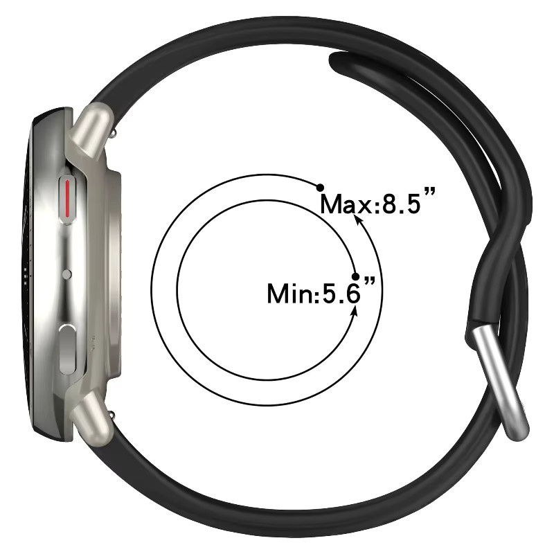 Uhrenarmband Silikon, 20 mm, Schwarz, Unisex - Bild 3