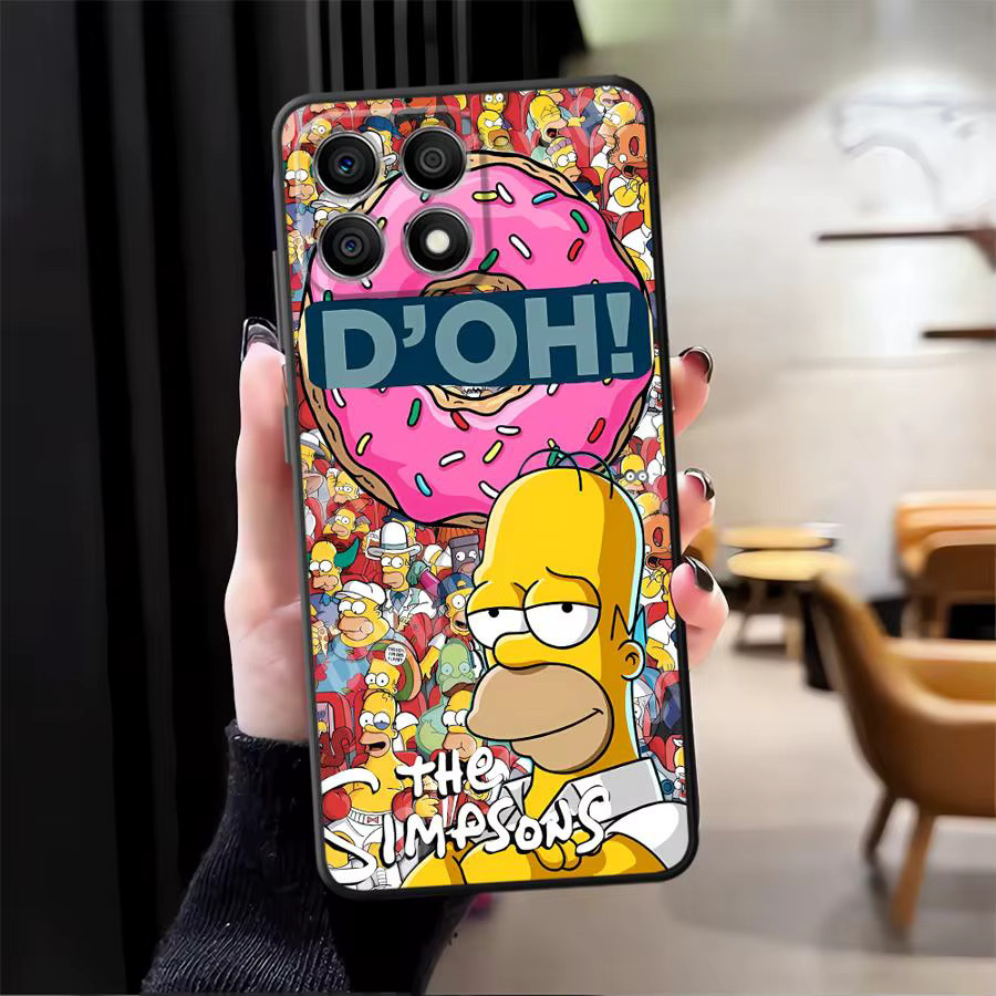 Schwarze Handyhülle mit Simpsons Donut Motiv für Honor 200 400 Lite 70 Magic 5 Lite X5b 8X X9a X7 X6 X8 90 S - Bild 2