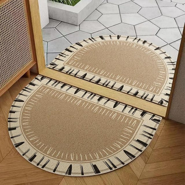 Yiran Furniture Halbkreis Eingangstürmatte Advanced Sense in Beige, Schmutzabweisender Boho Türvorleger aus Kokos, B: 180 cm, T: 120 cm - Bild 1
