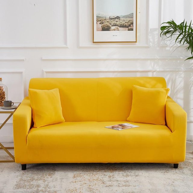 Universeller elastischer Sofabezug aus Milchseide von BC-Warm Home in Gelb, passend für Sofas von 90-140 cm Breite - Bild 1