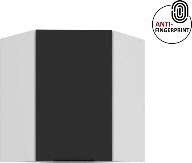 Küchen Eckschrank ARIA Schwarz ultra matt Anti Fingerprint Breite: 60 cm, Höhe: 72 cm - Bild 1