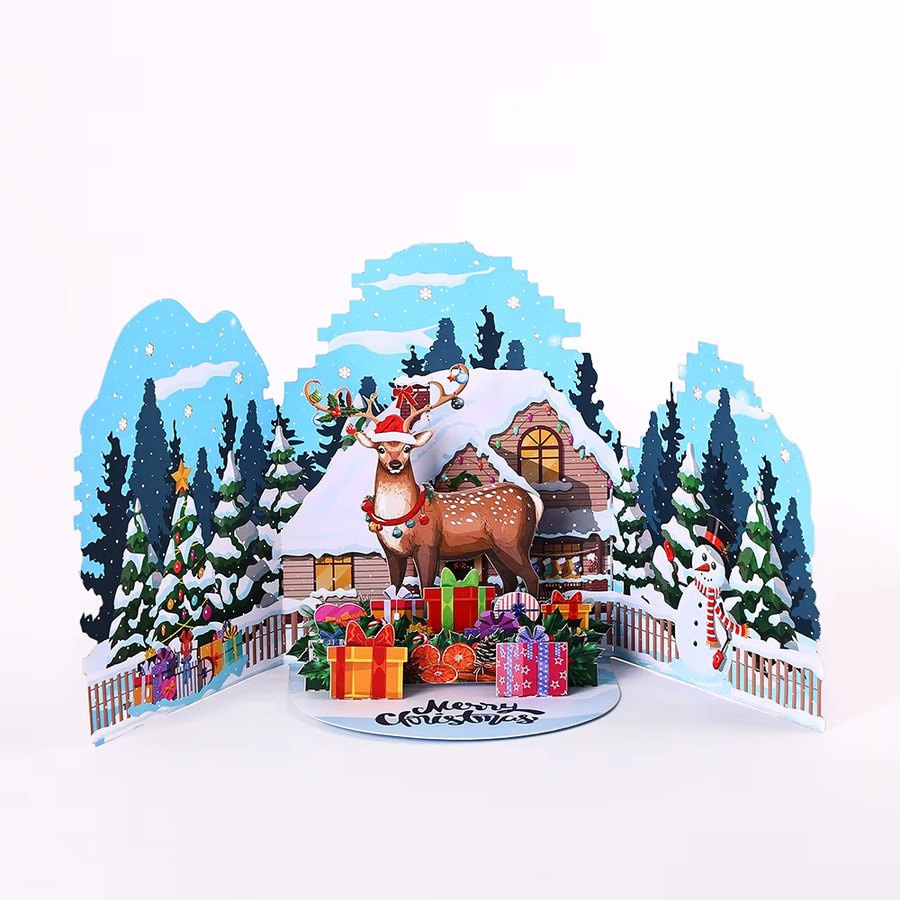 Opjoys Weihnachts-Rentier-Popup-Karte aus Papier in Mehrfarbig - Bild 4