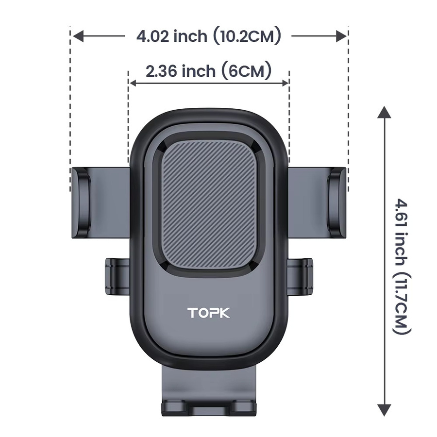 TOPK Autotelefonhalter für die Lüftung mit Metallhakenhalterung, 360 Grad einstellbar, Schwarz, kompatibel mit Smartphones von 4 bis 7 Zoll - Bild 5