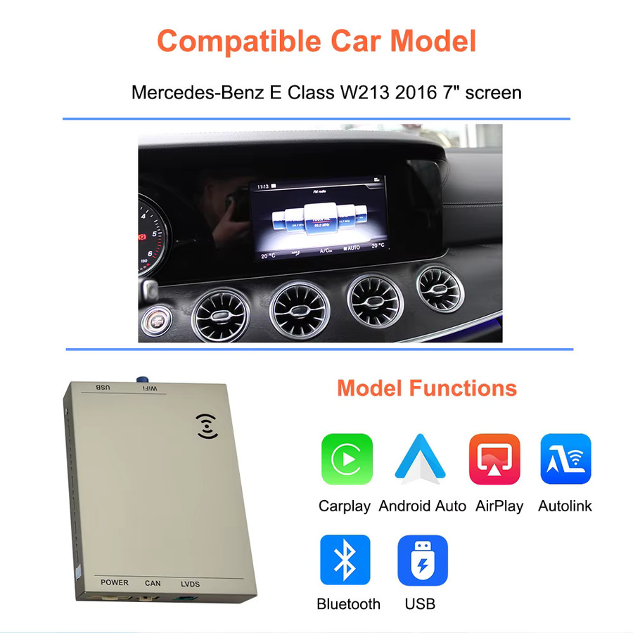 Bonroad Wireless CarPlay Decoder Box für Mercedes Benz E-Klasse W213 2016-2020 NTG5.5 System mit Android Auto Interface und Bluetooth/Wi-Fi Unterstützung - Bild 3