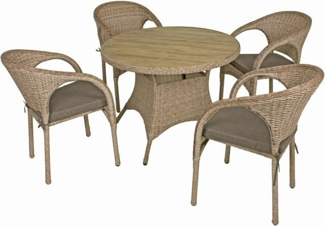 DELUKE Garten-Sitzgruppe OSLO 5-teiliges Gartenmöbel-Set aus Aluminium und Kunststoffgeflecht in Ingwerbraun und Beige - Bild 1