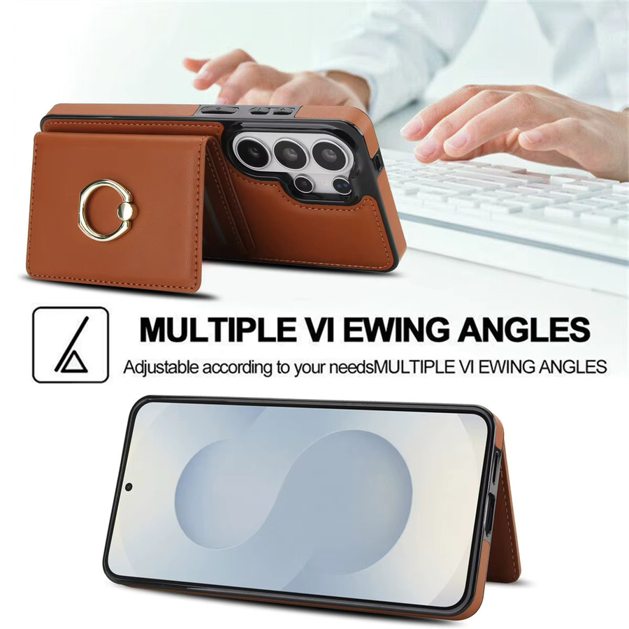 szHAIyu Brieftasche mit Kartenhalter und Ringständer als Handyhülle für Samsung Galaxy S26 Ultra S25 S24 FE S23 S22 S21 Plus A55 A56 A36 A16 A26 in Braun - Bild 4