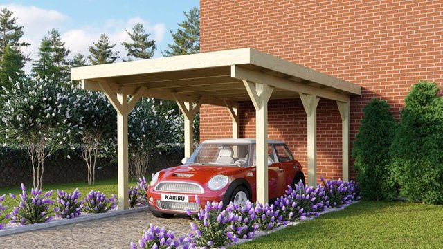 Einzelcarport Karibu Classic 1 mit PVCDach in Natur-Braun, B/T: 273 x 395 cm - Bild 2