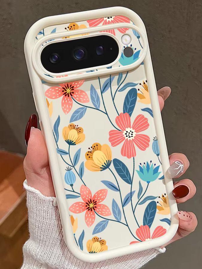 Stoßfeste TPU-Silikonhülle mit romantischem Blumenmuster für Google Pixel 8 Pro, 8A, 9 Pro XL und 9 in Beige, Weiß und Multicolour - Bild 3