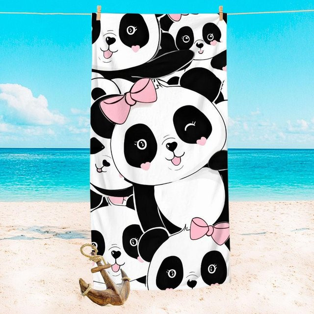 Suige Home Übergroßes Strandtuch mit Panda-Print und Aufbewahrungstasche, schnelltrocknend und ultra-weich, Breite: 40 cm, Höhe: 60 cm - Bild 1