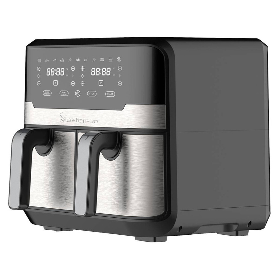 MASTERPRO Heißluftfritteuse Doppelbehälter BGMP-9178-BK in Silber und Schwarz mit Digitalanzeige und Dual-Zone-Funktion, B/H/T: 45 x 35,5 x 38 cm, 9 l - Bild 2