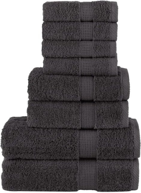 vidaXL 8-teiliges Premium-Handtuch-Set aus 100% Baumwolle in Anthrazit mit 600 g/m2 - Bild 1