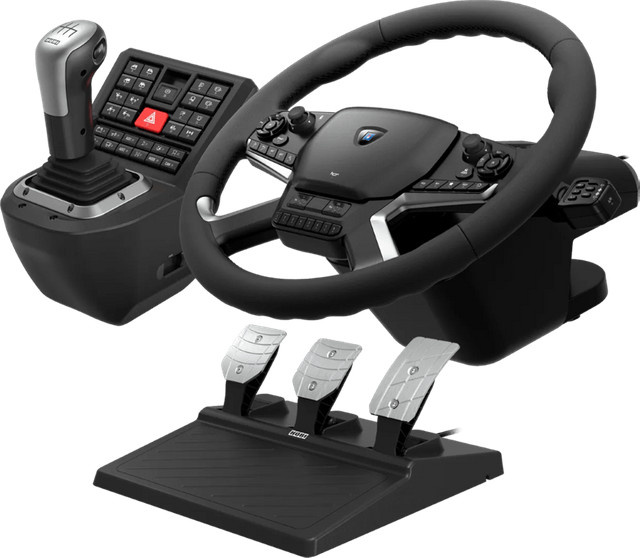 Hori Truck Control System mit Force Feedback für PC, Simulatoren-Set in Schwarz und Silber - Bild 1