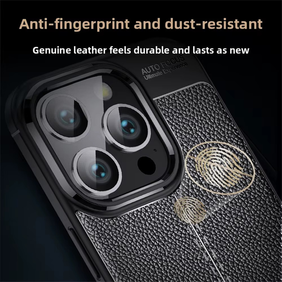 Premium Leder Schutzhülle für iPhone 17 Pro Max, 16 Plus, 15, 14, 13 in Schwarz mit stoßfester Textur - Bild 3