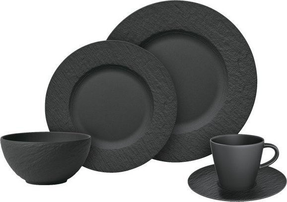 Villeroy & Boch Kombiservice Manufacture Rock in Schwarz aus Porzellan für 20 Personen - Bild 1