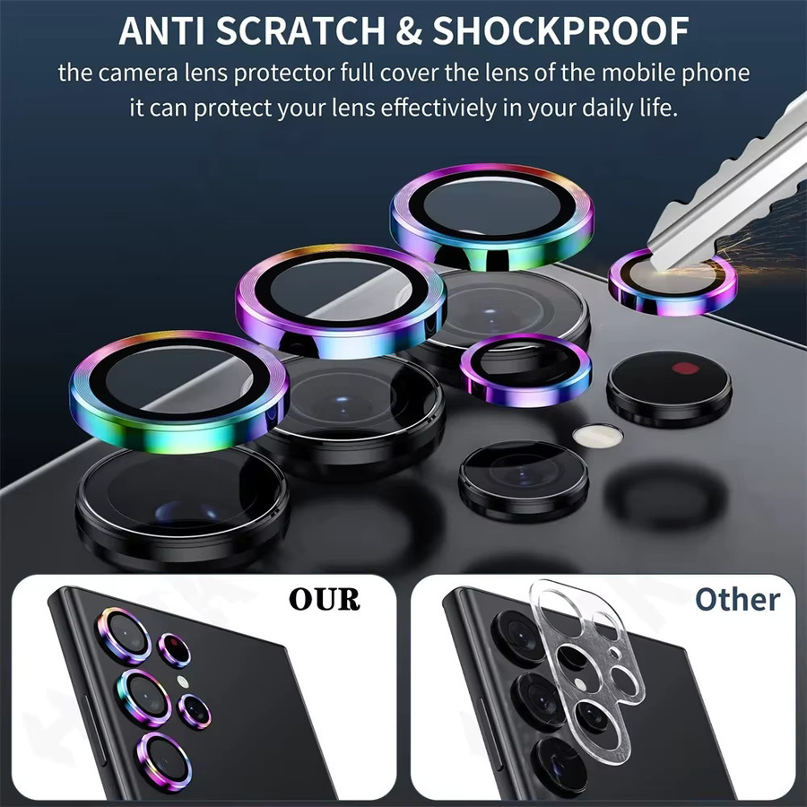 Kameraobjektivschutz aus Titanlegierung und gehärtetem Glas für Samsung Galaxy S25 Ultra, S26 Ultra, S24, S23 und S22 Ultra in Purple und Multicolour - Bild 2