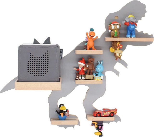 BOARTI Kinderregal Dinosaurier aus Holz als Wandregal für Toniebox und Figuren mit Magneteinsätzen, H x B x T: 44 x 52 x 19 cm - Bild 1