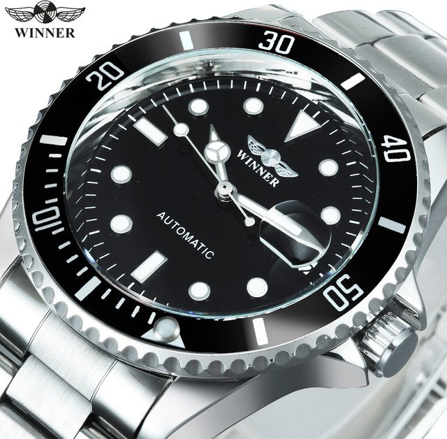 WINNER Armbanduhr Automatik, Edelstahl, Schwarz, Herren - Bild 1