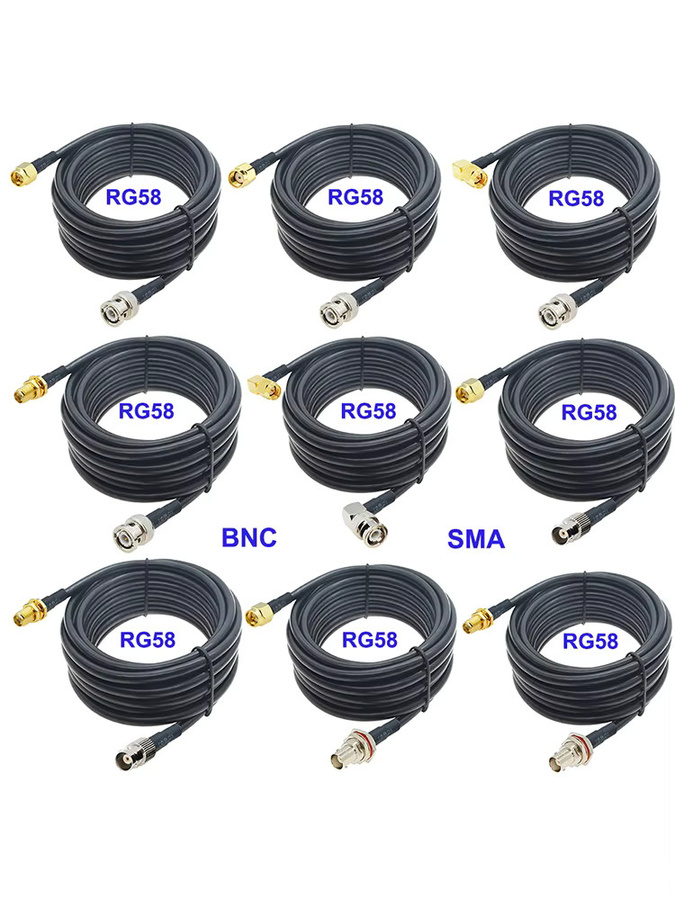 RFDOTOP RG58 HF-Koaxial-Verlängerungskabel BNC auf SMA Jumper Pigtail 50 Ohm Schwarz - Bild 4