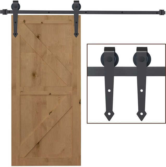 HOMCOM Schiebetüren-Beschlagsatz aus Stahl in Braun, B/T/H: 200 x 4 x 0,6 cm - Bild 2